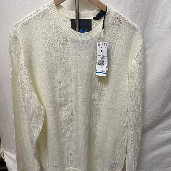 ADIDAS Women's Blue Version knit sweater cloud white Size L New/tags - Picture 2 of 5